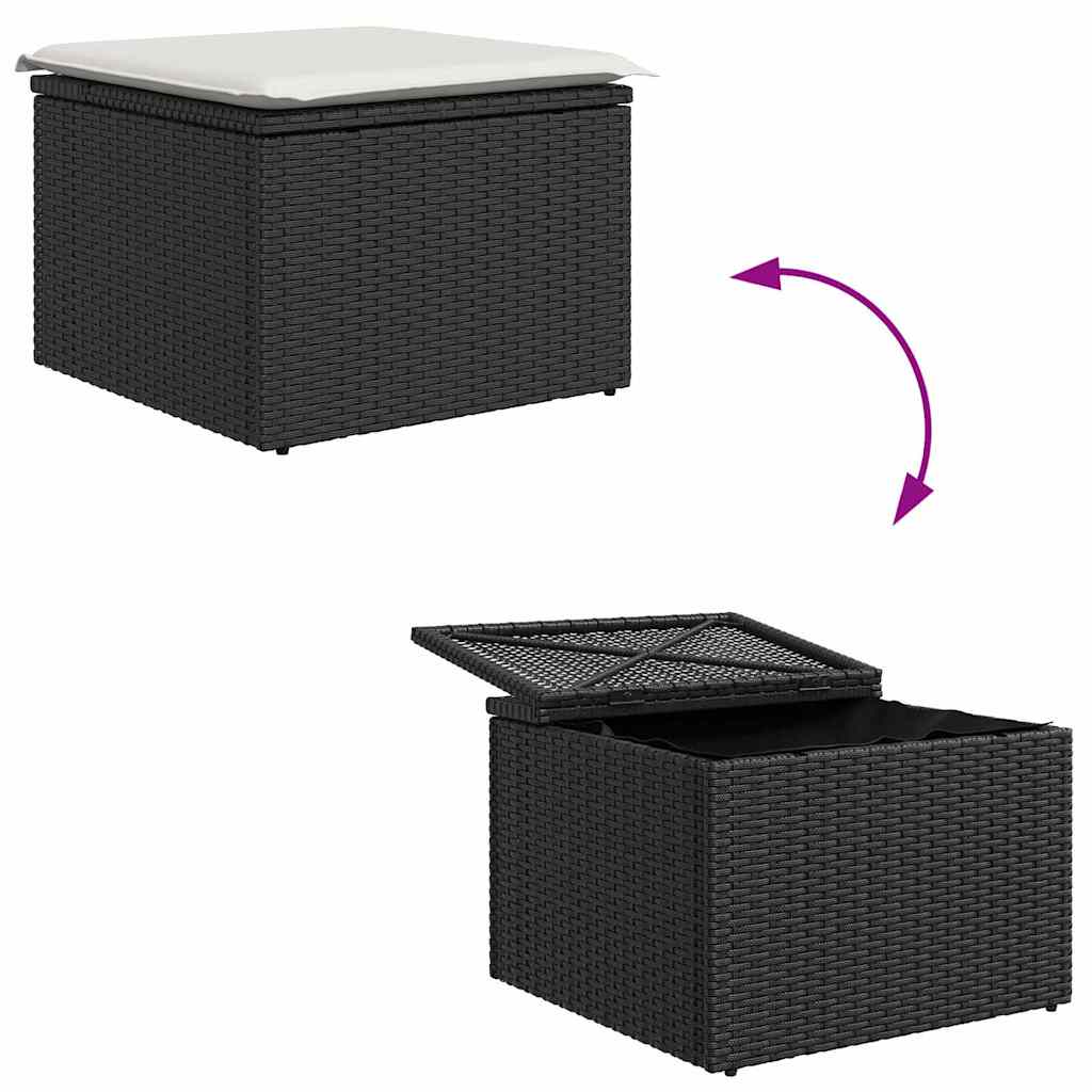 Havesofa Sæt 9 stk. Sort og Cream polyrattan