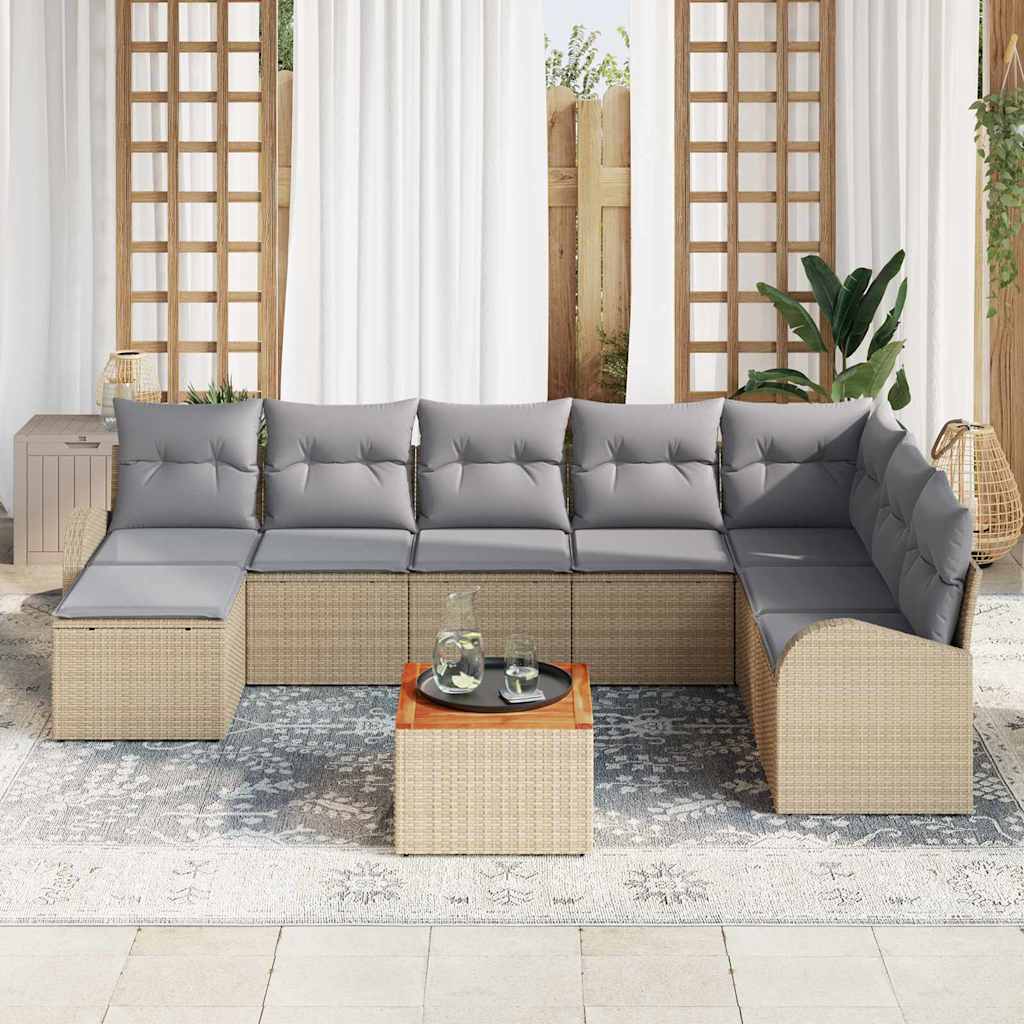 Havesofa Sæt 9 stk. Beige og lys grå polyrattan