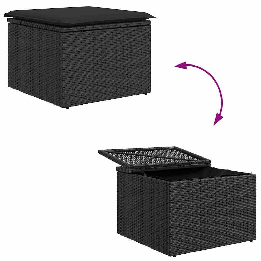 Havesofa Sæt 9 stk. Sort polyrattan