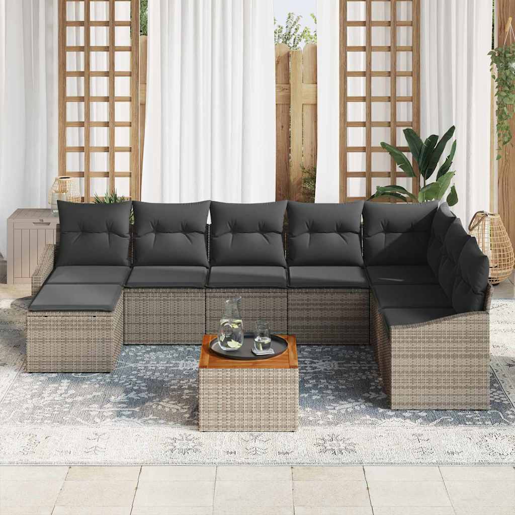 Havesofa Sæt 9 stk. Grå polyrattan