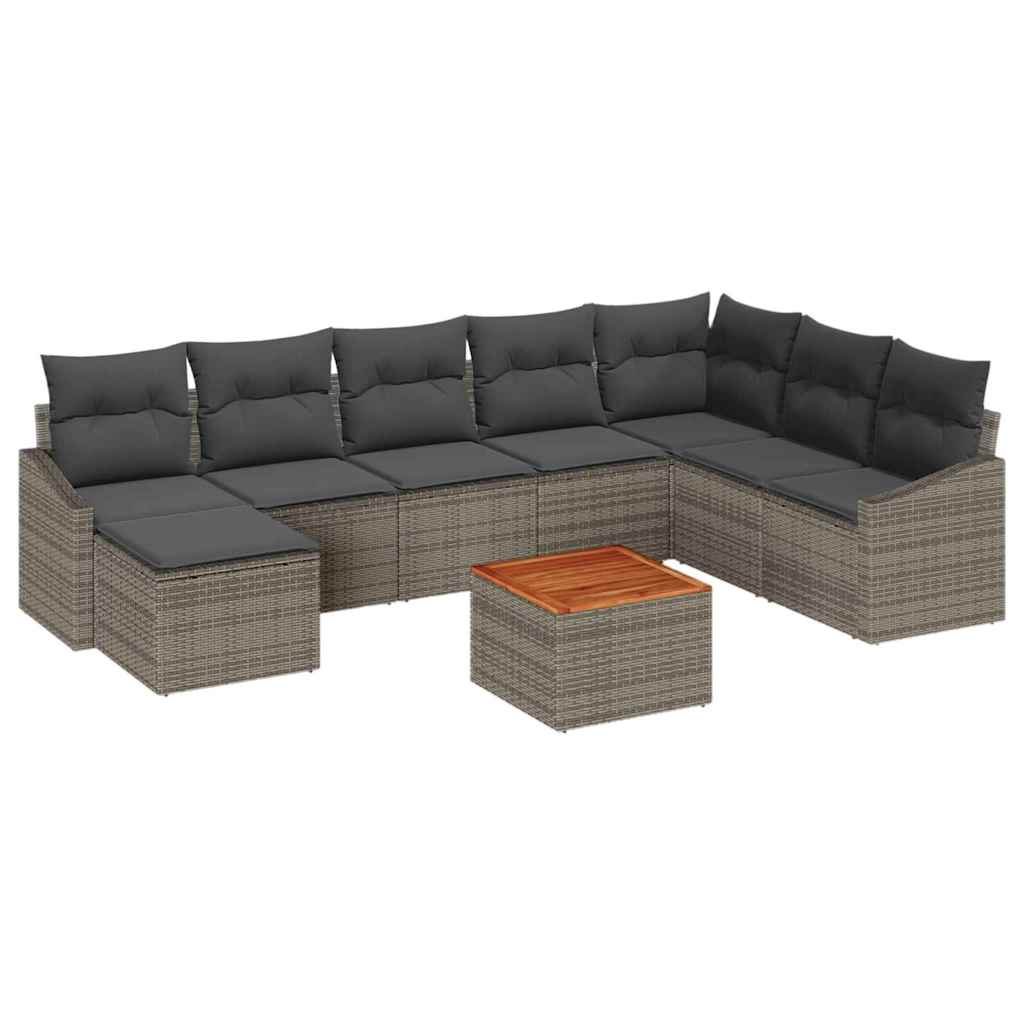Havesofa Sæt 9 stk. Grå polyrattan