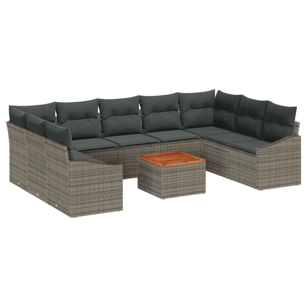 Havesofa Sæt 10 stk. Grå polyrattan