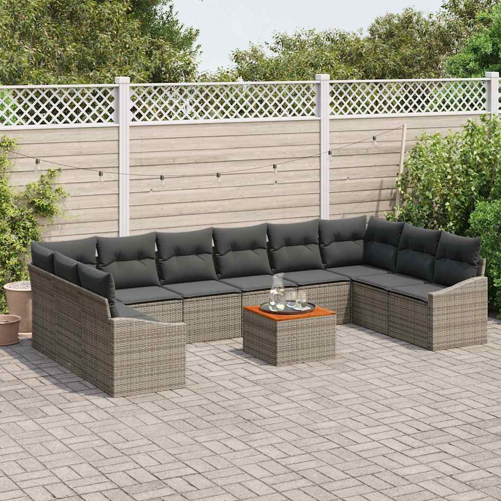 Havesofa Sæt 11 stk. Grå polyrattan