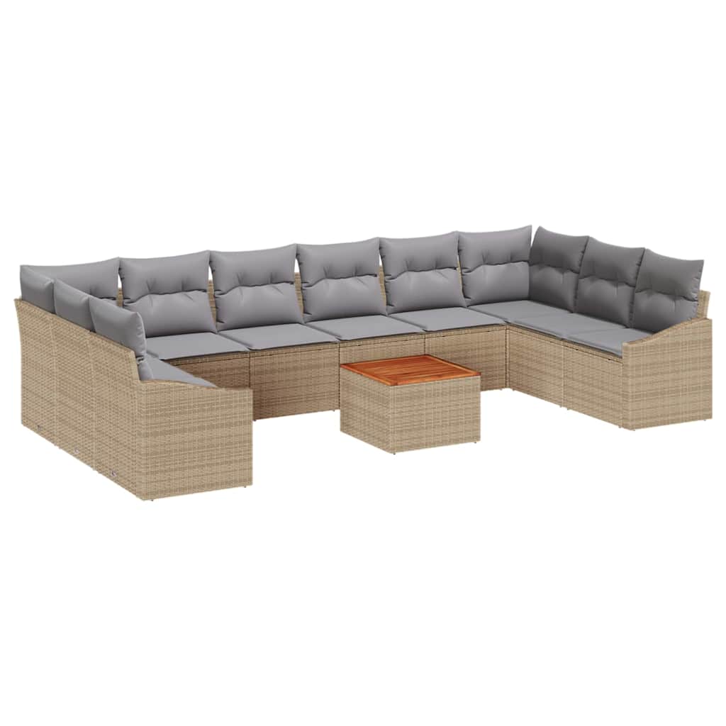 Havesofa Sæt 11 stk. Beige og lys grå polyrattan