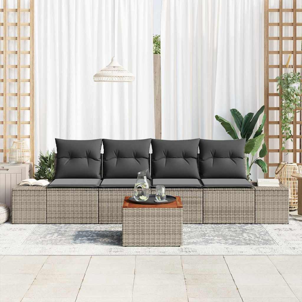 Havesofa Sæt 5 stk. Grå polyrattan