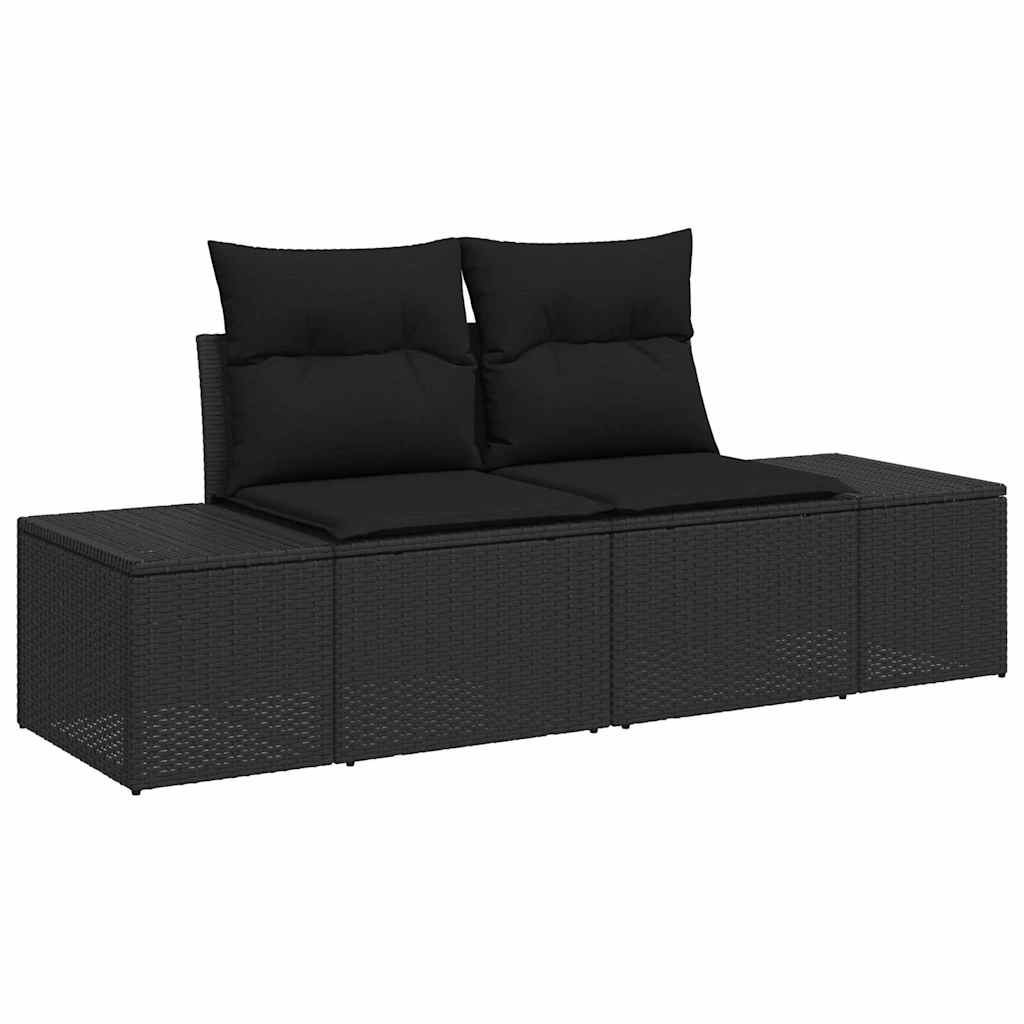 Havesofa Sæt 5 stk. Sort polyrattan
