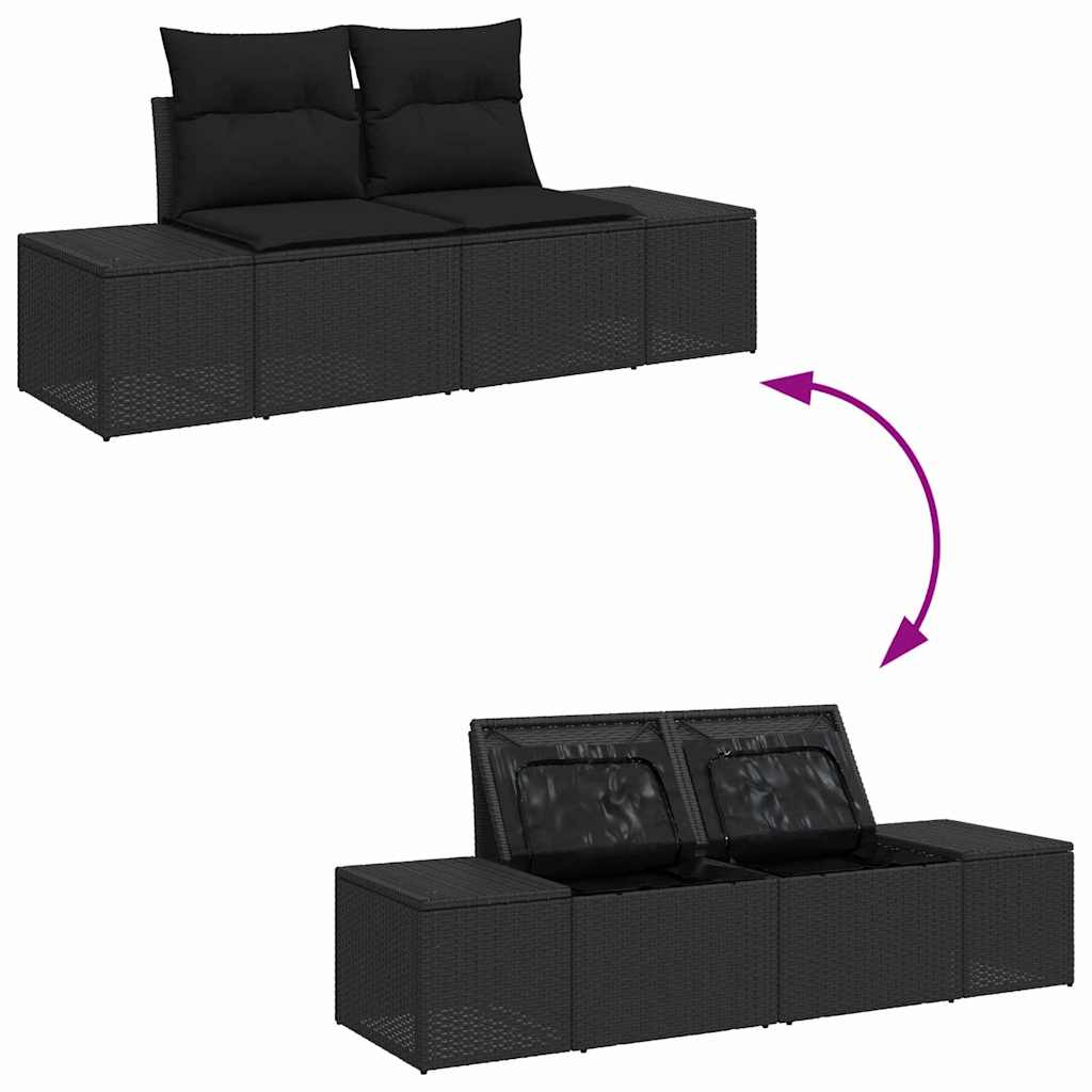 Havesofa Sæt 5 stk. Sort polyrattan