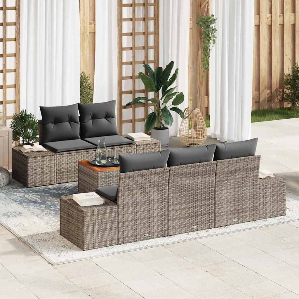 Havesofa Sæt 6 stk. Grå polyrattan