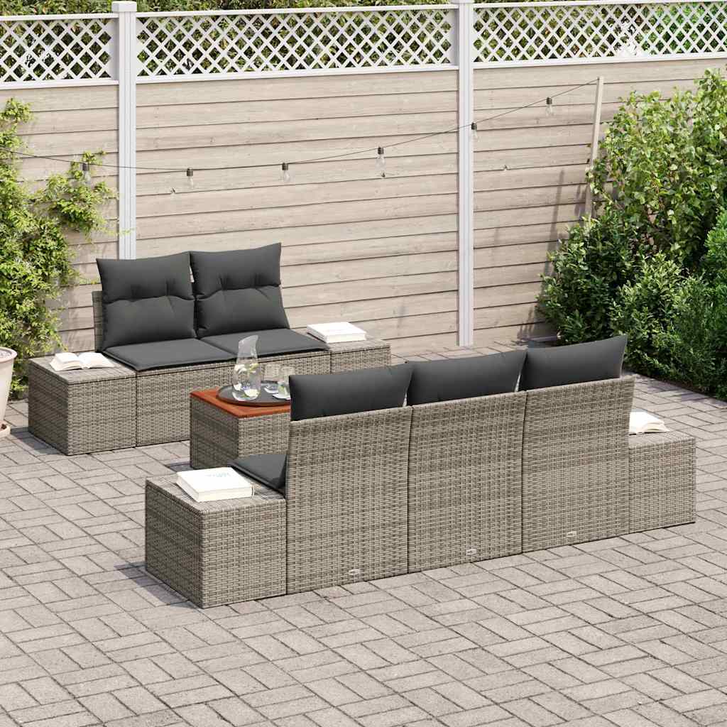 Havesofa Sæt 6 stk. Grå polyrattan