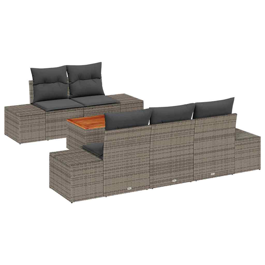 Havesofa Sæt 6 stk. Grå polyrattan