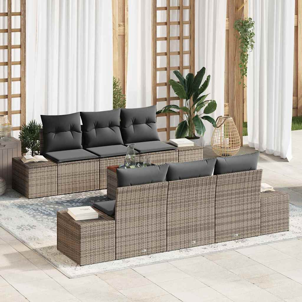 Havesofa Sæt 7 stk. Grå polyrattan