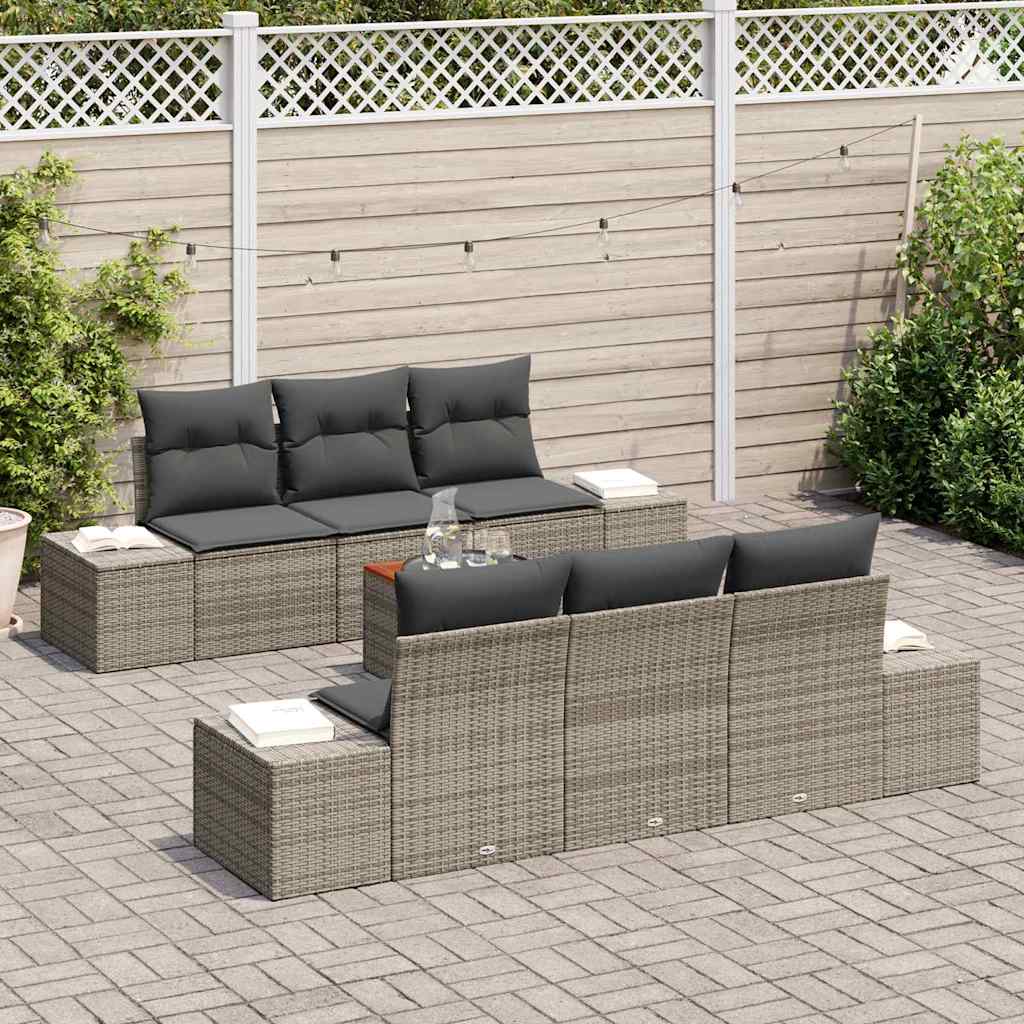Havesofa Sæt 7 stk. Grå polyrattan