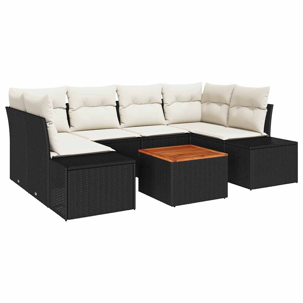 Havesofa Sæt 7 stk. Sort og Cream polyrattan