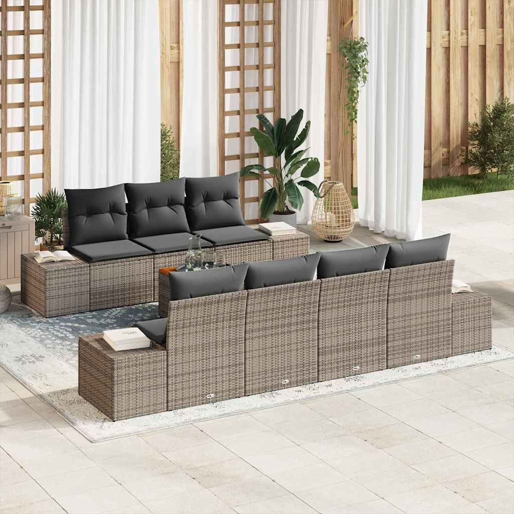 Havesofa Sæt 8 stk. Grå polyrattan