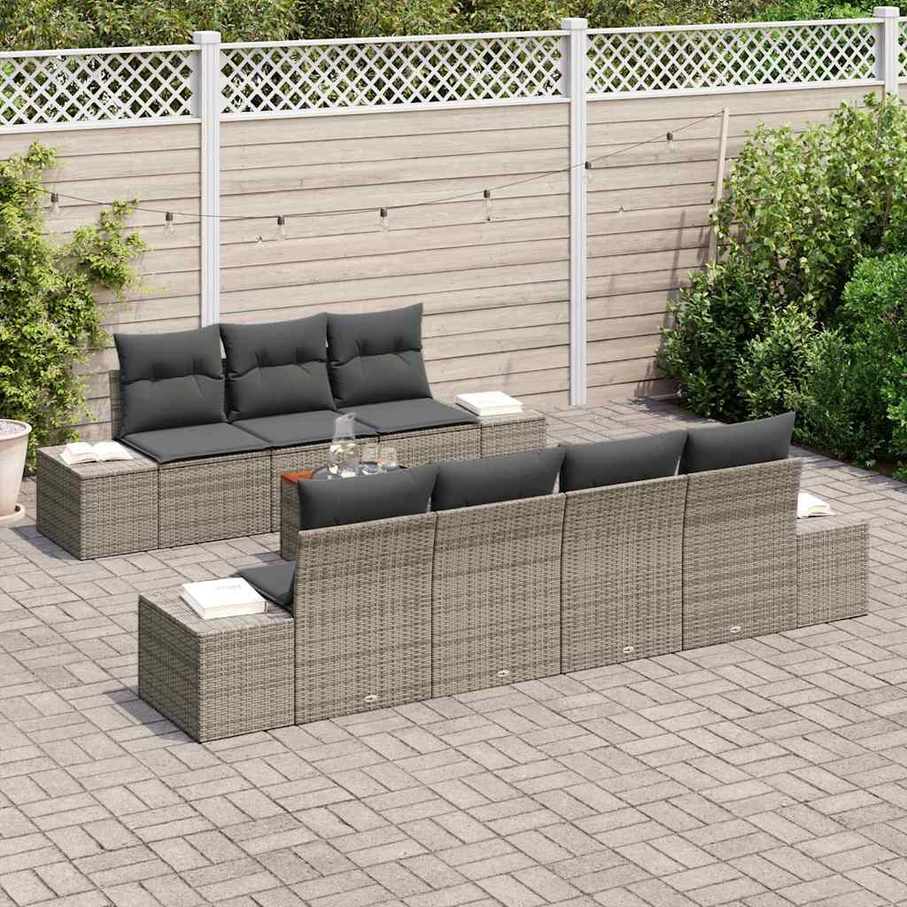 Havesofa Sæt 8 stk. Grå polyrattan