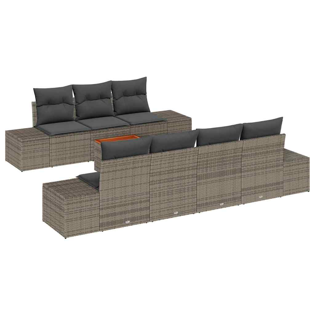 Havesofa Sæt 8 stk. Grå polyrattan