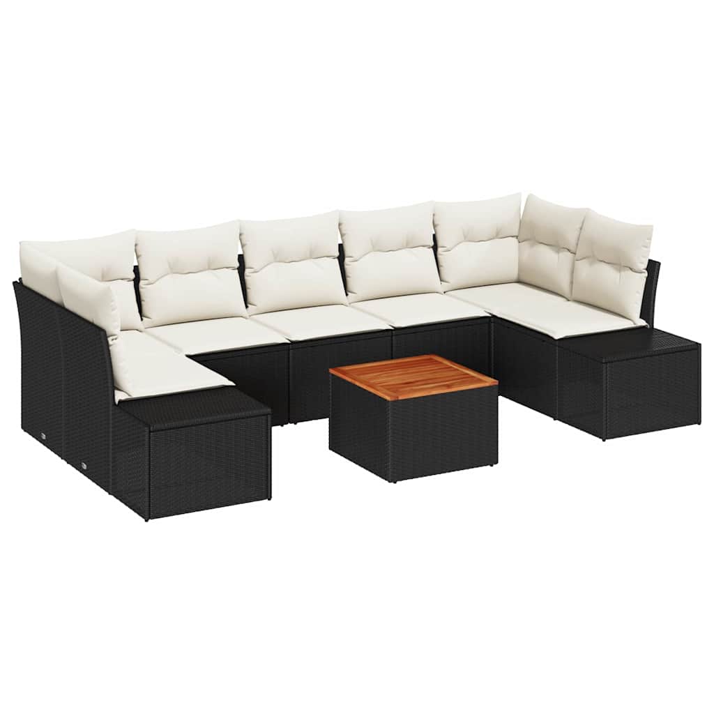 Havesofa Sæt 8 stk. Sort og Cream polyrattan