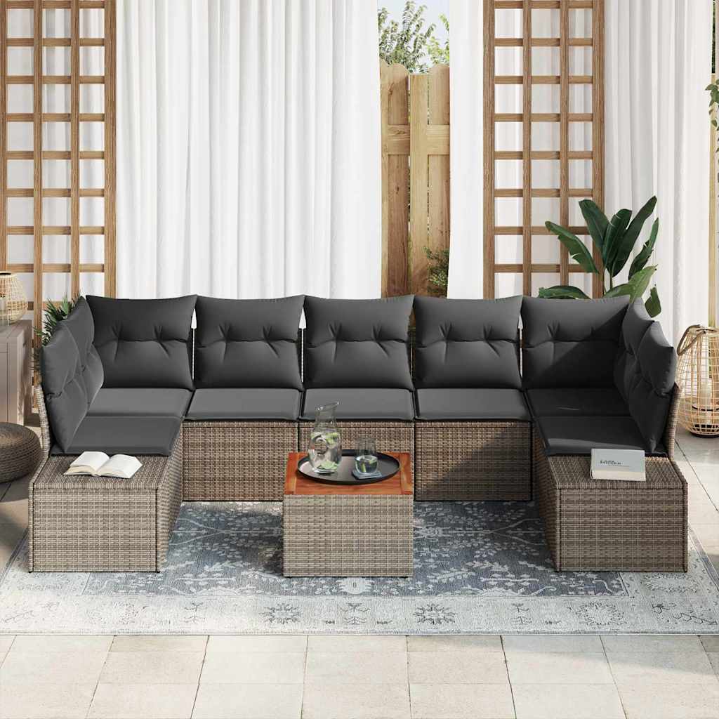 Havesofa Sæt 8 stk. Grå polyrattan