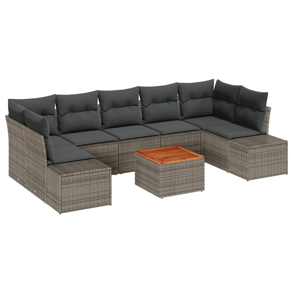 Havesofa Sæt 8 stk. Grå polyrattan
