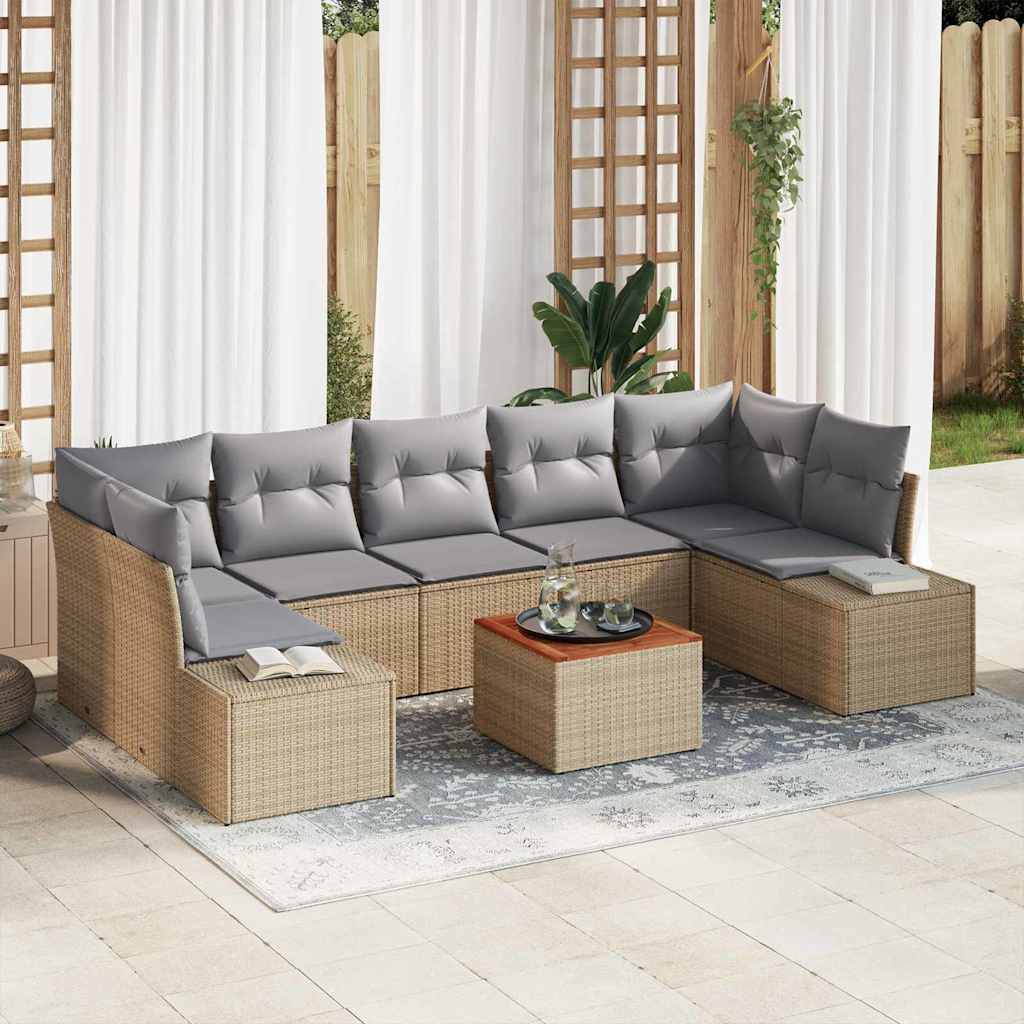 Havesofa Sæt 8 stk. Beige og lys grå polyrattan