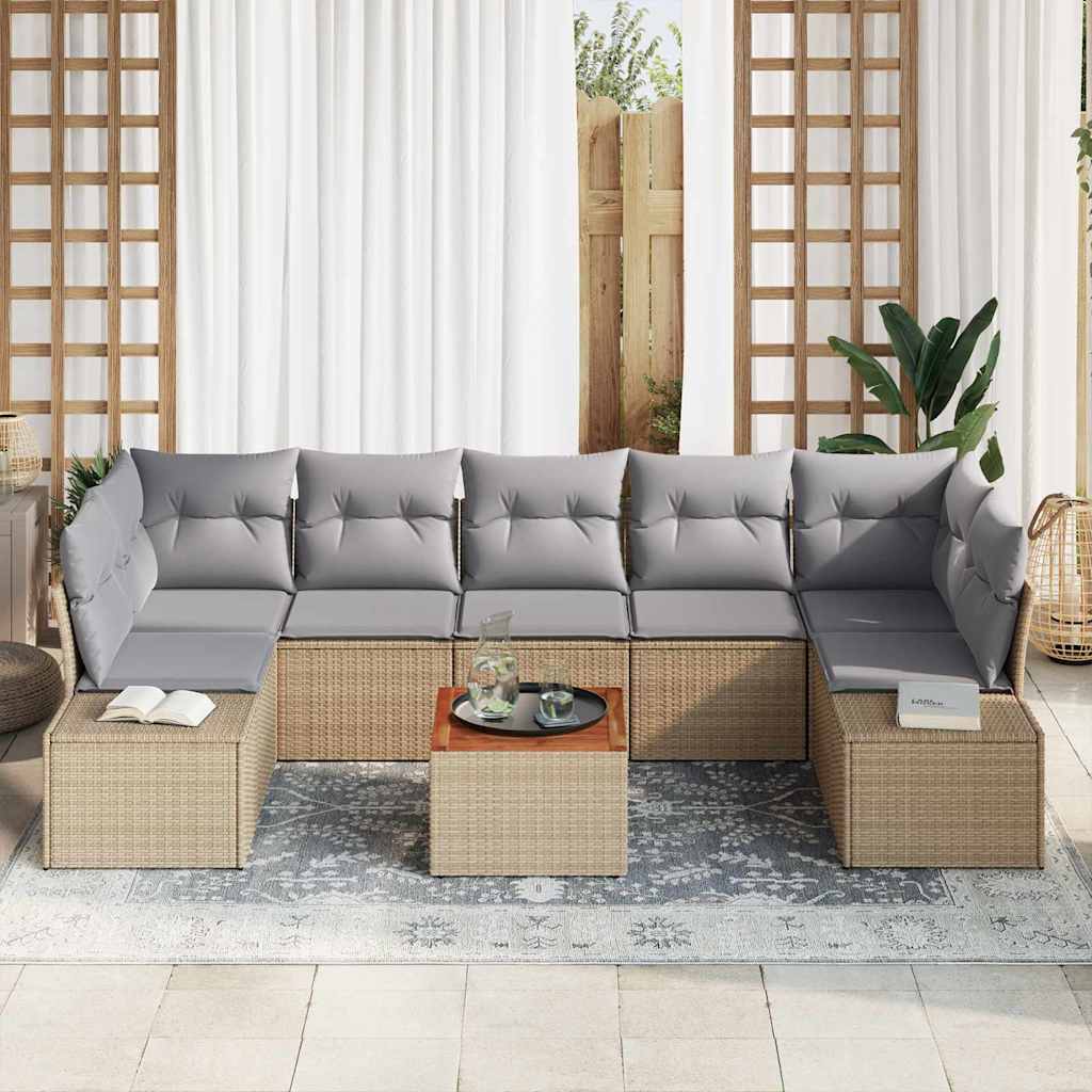 Havesofa Sæt 8 stk. Beige og lys grå polyrattan