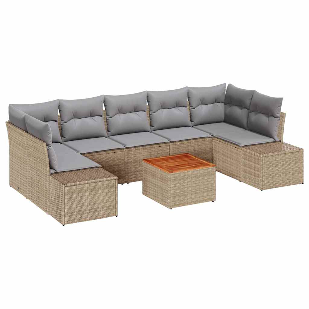 Havesofa Sæt 8 stk. Beige og lys grå polyrattan