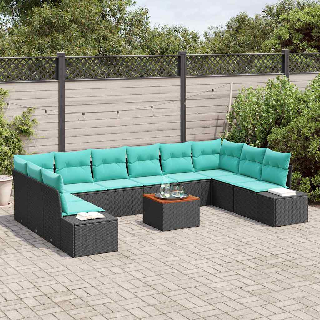 Havesofa Sæt 11 stk. Sort og turkis