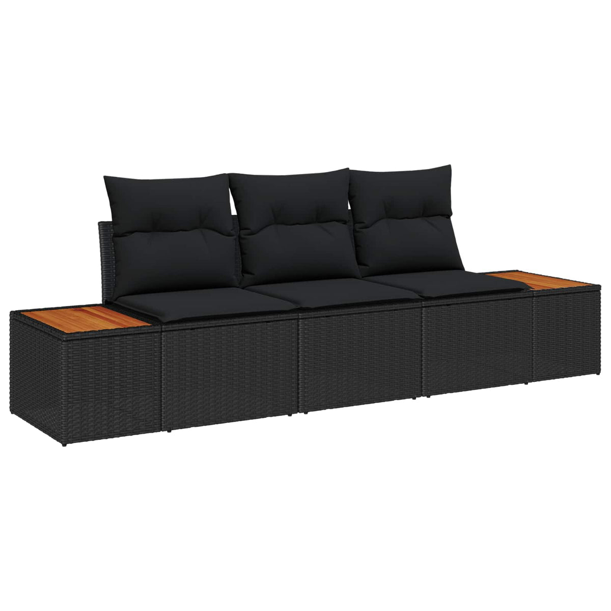 Havesofa Sæt 3 stk. 3-Antal sæder Sort Poly rattan