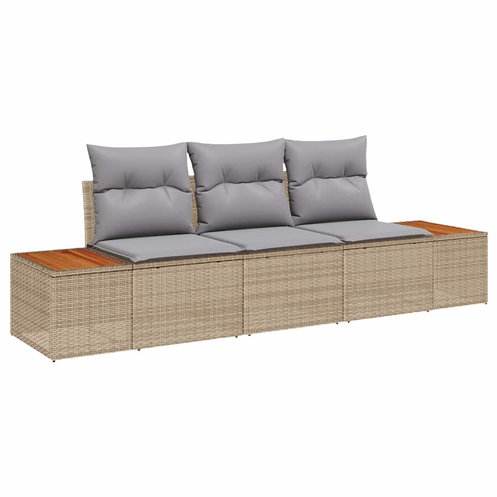 Havesofa Sæt 3 stk. 3-Antal sæder beige og lysegrå Poly rattan