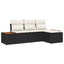 Havesofa Sæt 4 stk. Sort og Cream Poly Rattan