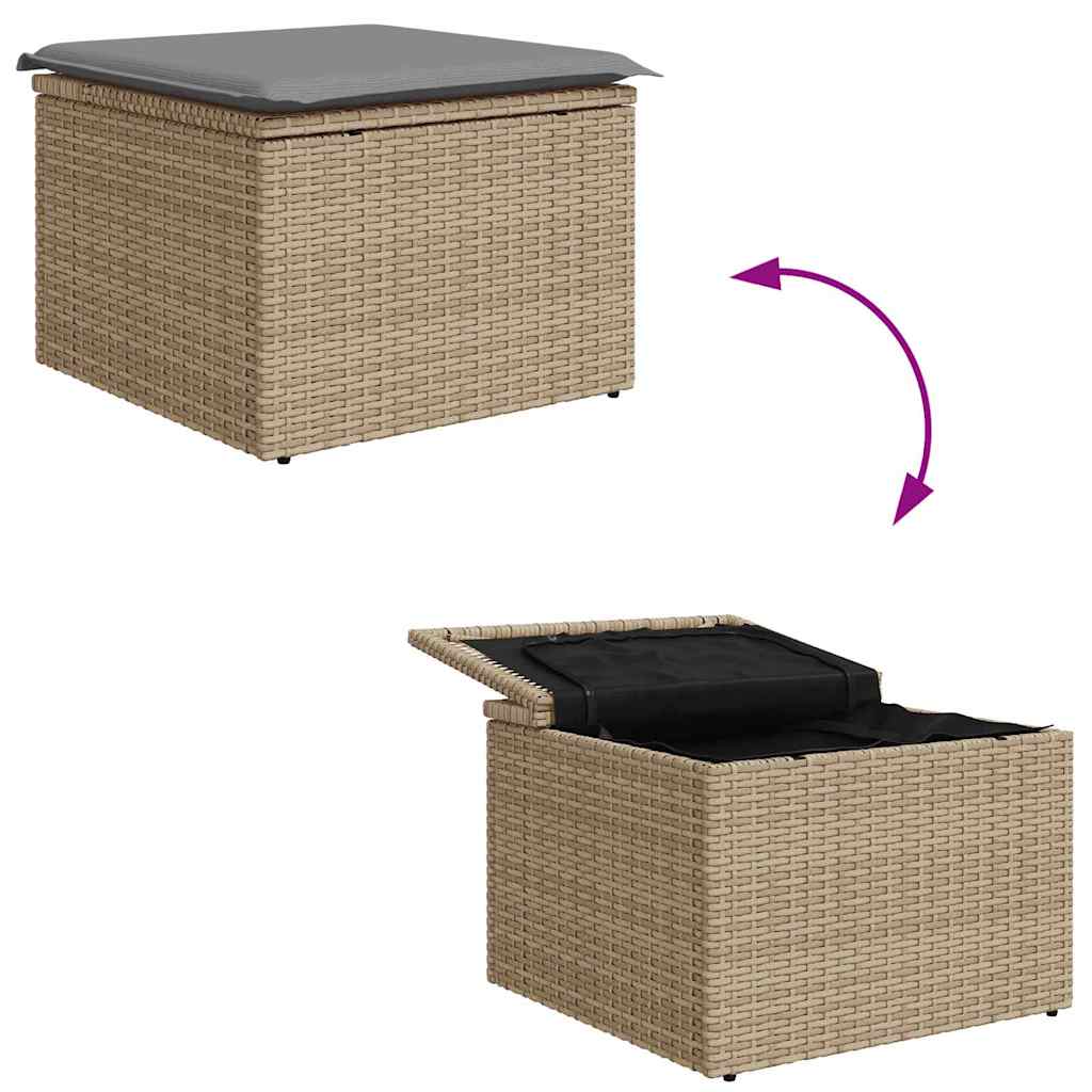 Havesofa Sæt 4 stk. Beige og lys grå Poly Rattan
