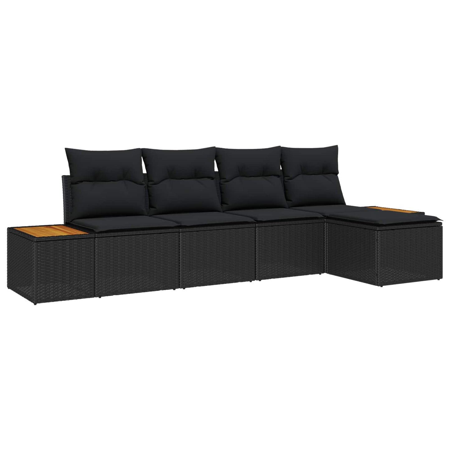 Havesofa Sæt 6 stk. 5-Antal sæder Sort Polyrattan