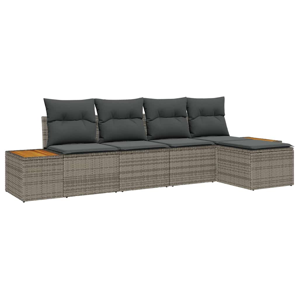 Havesofa Sæt 6 stk. 5-Antal sæder Grå Polyrattan