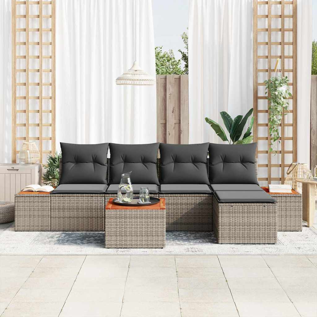 Havesofa Sæt 6 stk. 5-Antal sæder Grå Polyrattan
