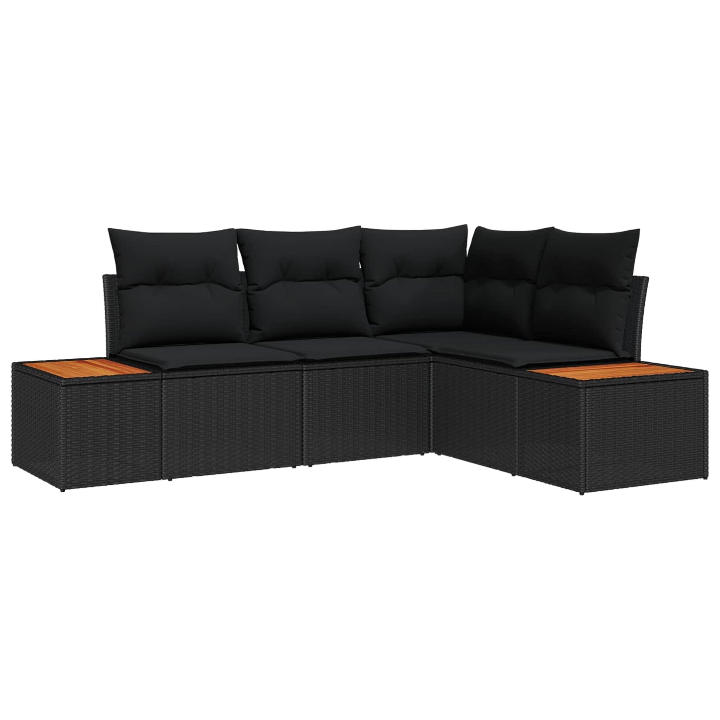 Havesofa Sæt 4 stk. 4-Antal sæder Sort Polyrattan