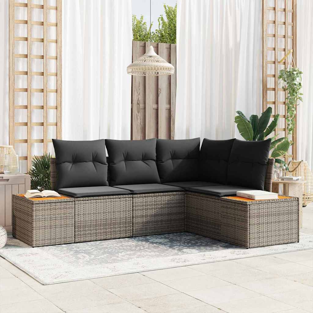 Havesofa Sæt 4 stk. 4-Antal sæder Grå Polyrattan