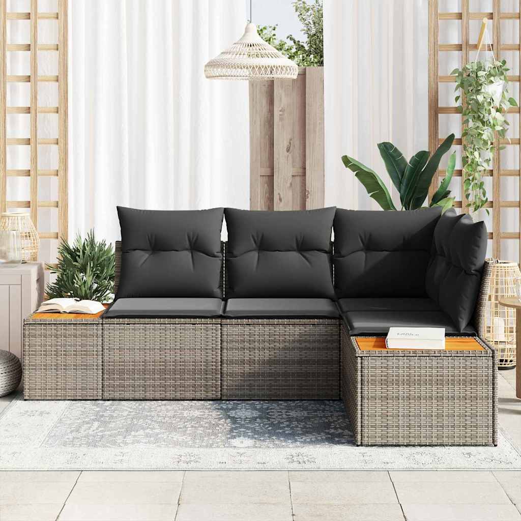 Havesofa Sæt 4 stk. 4-Antal sæder Grå Polyrattan