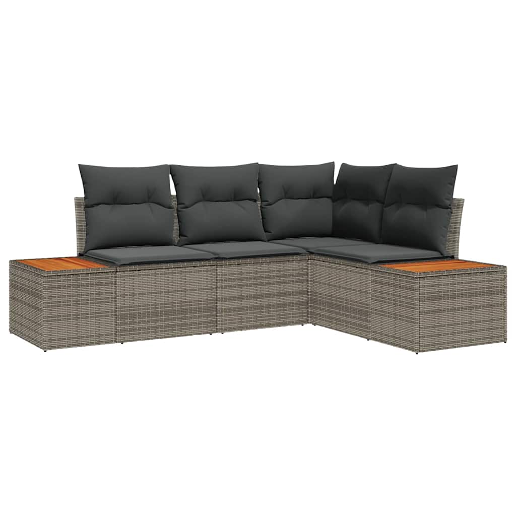 Havesofa Sæt 4 stk. 4-Antal sæder Grå Polyrattan