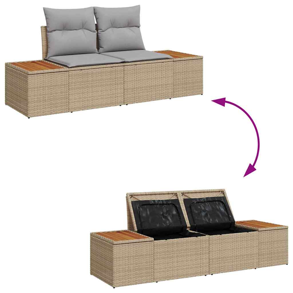 Havesofa Sæt 4 stk. 4-Antal sæder Beige og lys grå Polyrattan