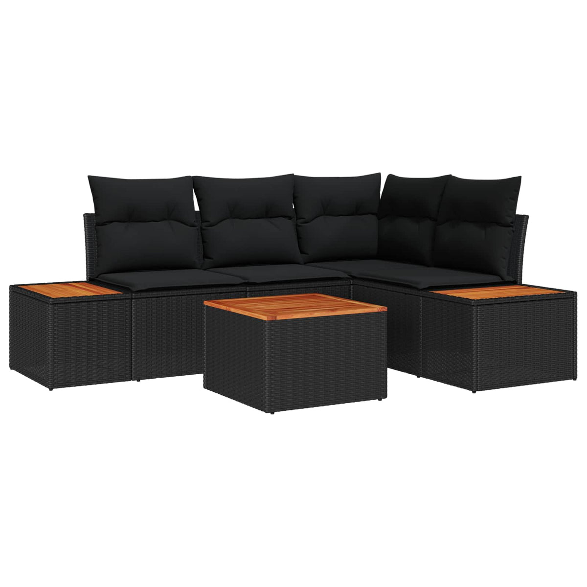 Havesofa Sæt 4 stk. 4-Antal sæder Sort Polyrattan