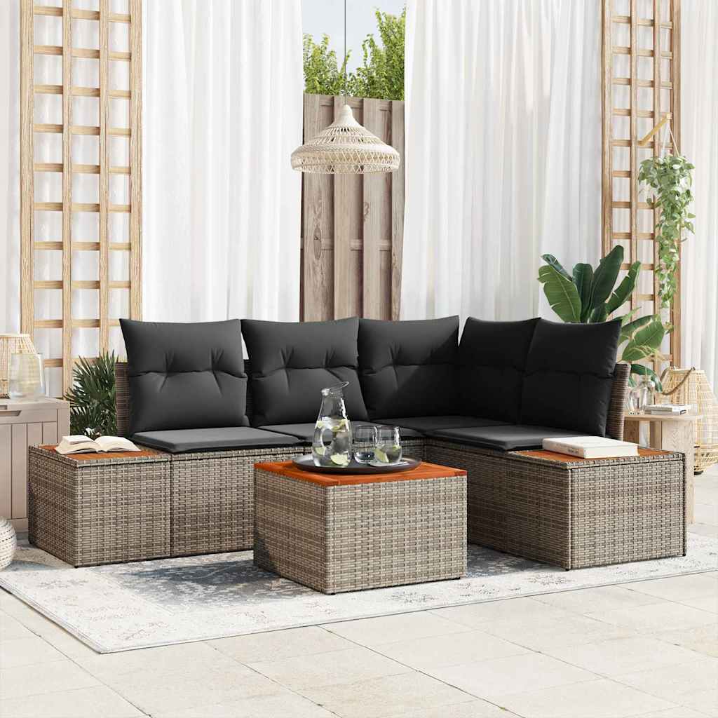 Havesofa Sæt 4 stk. 4-Antal sæder Grå Polyrattan