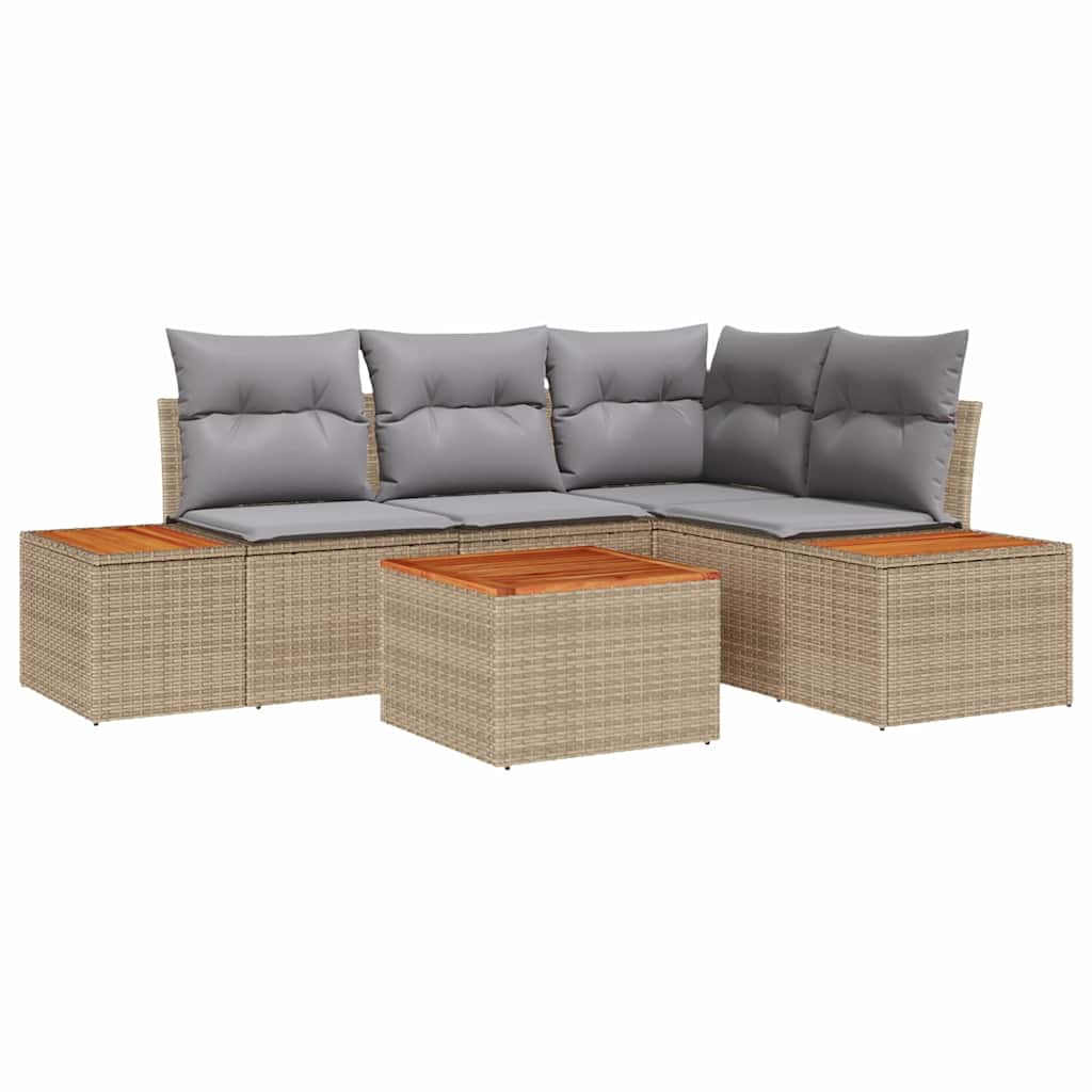 Havesofa Sæt 4 stk. 4-Antal sæder Beige og lys grå Polyrattan