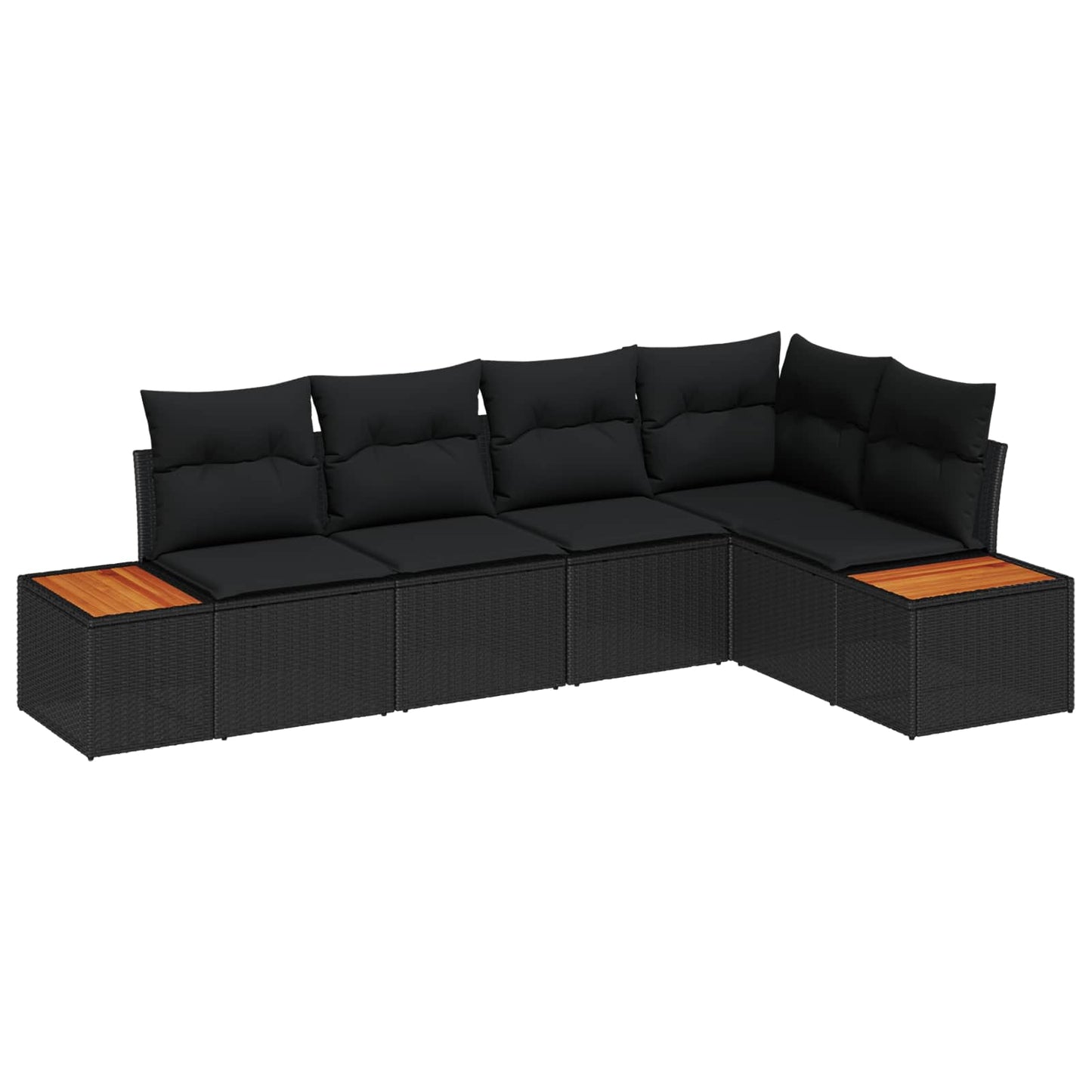 Havesofa Sæt 5 stk. 5-Antal sæder Sort Poly rattan