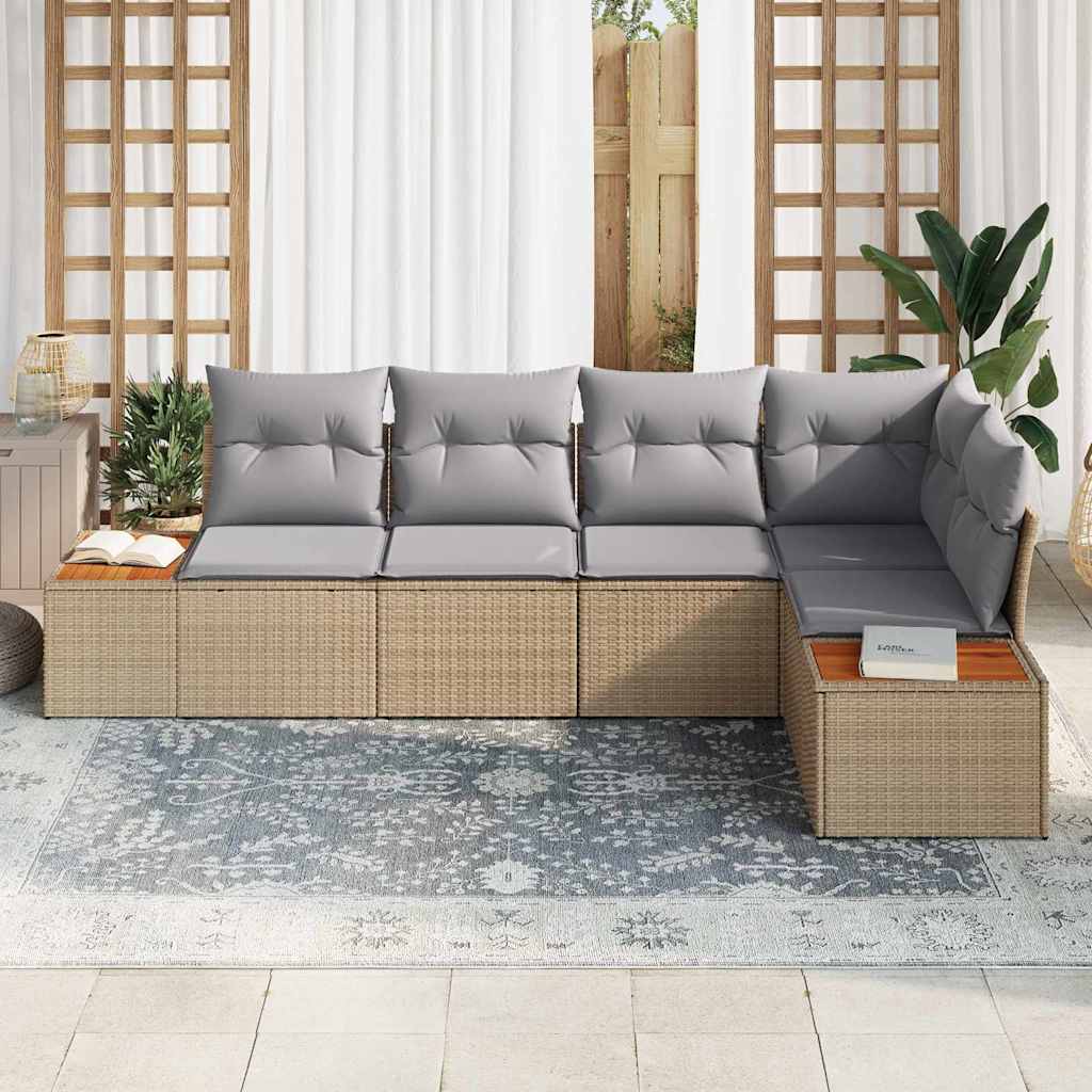 Havesofa Sæt 5 stk. 5-Antal sæder beige og lysegrå Poly rattan