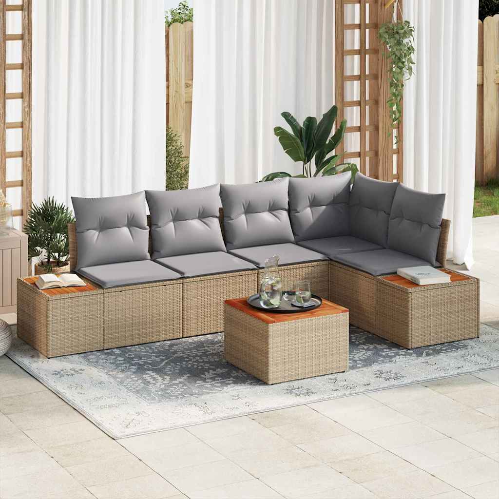 Havesofa Sæt 5 stk. 5-Antal sæder beige og lysegrå Poly rattan