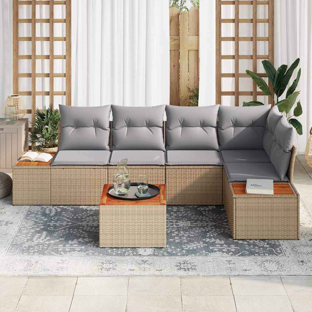 Havesofa Sæt 5 stk. 5-Antal sæder beige og lysegrå Poly rattan