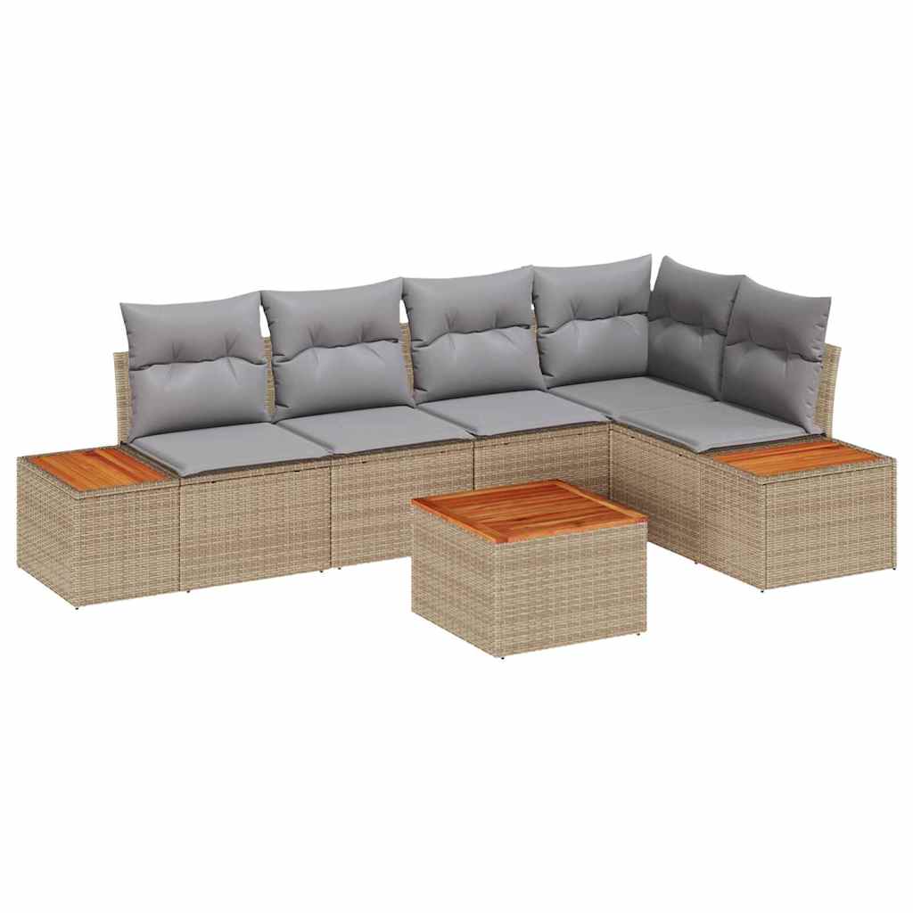 Havesofa Sæt 5 stk. 5-Antal sæder beige og lysegrå Poly rattan