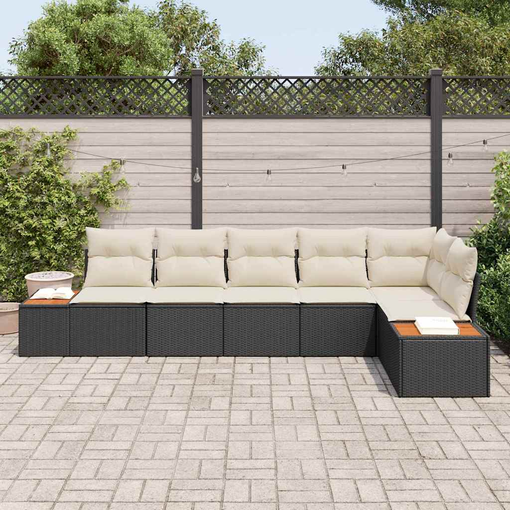 Havesofa Sæt 6 stk. 6-Antal sæder Sort og Cream Polyrattan