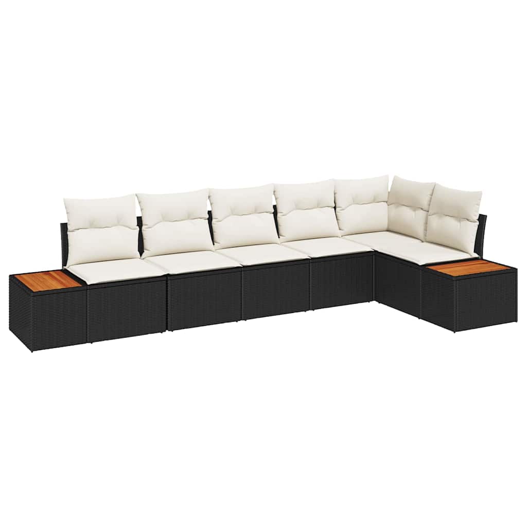 Havesofa Sæt 6 stk. 6-Antal sæder Sort og Cream Polyrattan