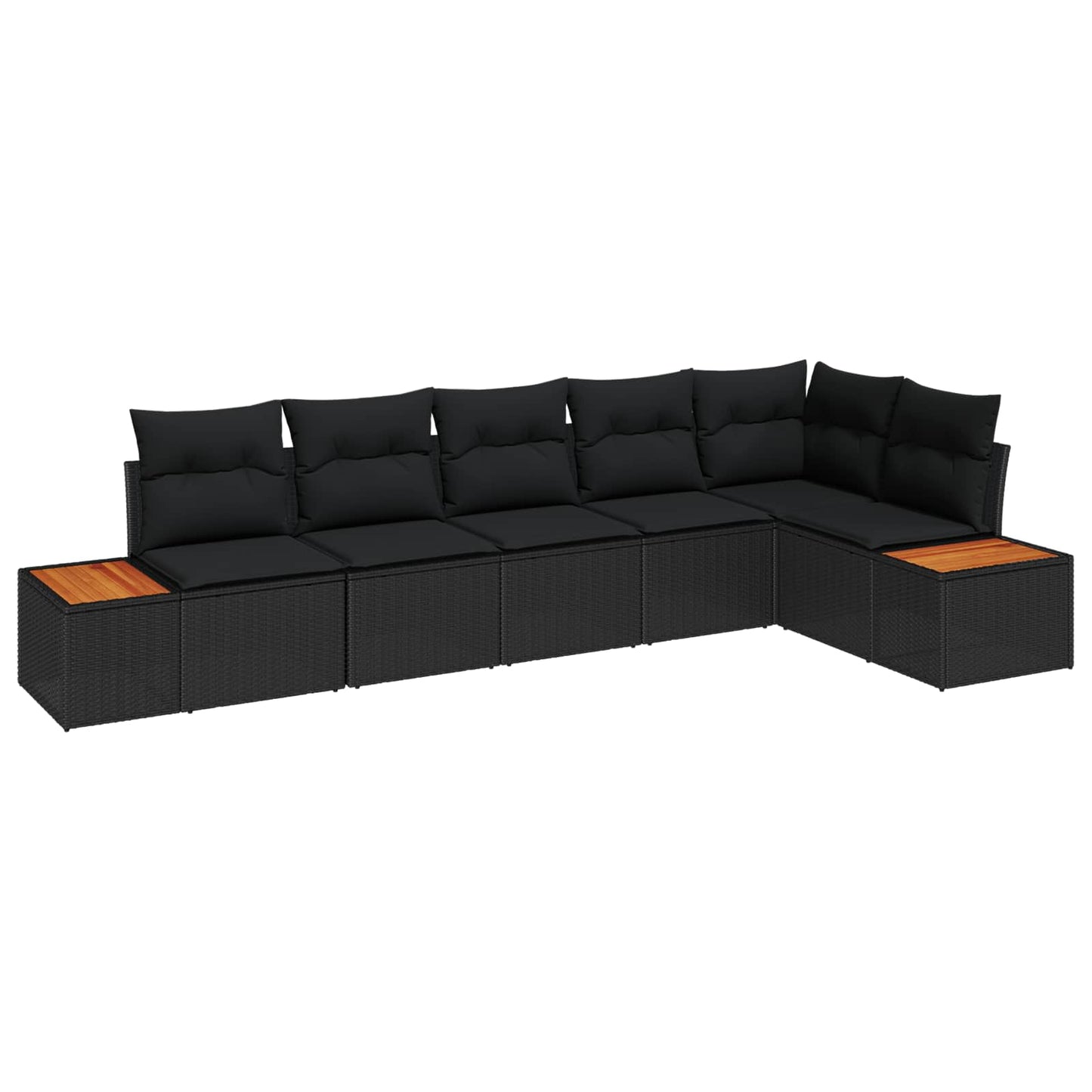 Havesofa Sæt 6 stk. 6-Antal sæder Sort Polyrattan